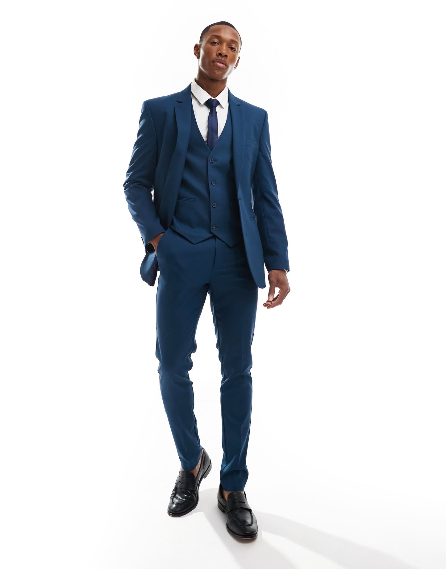 ASOS DESIGN skinny suit waistcoat in blue