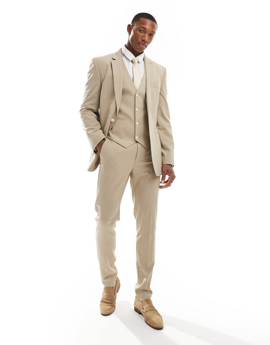 ASOS DESIGN skinny suit jacket in stone
