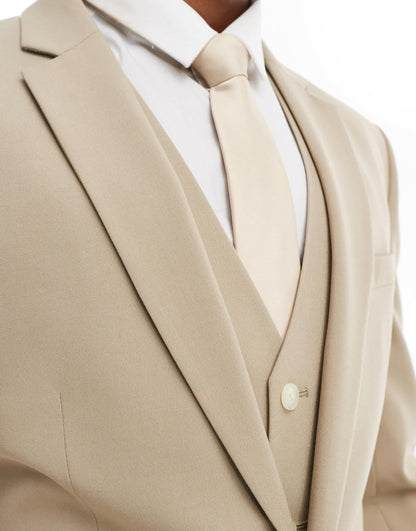 ASOS DESIGN skinny suit jacket in stone