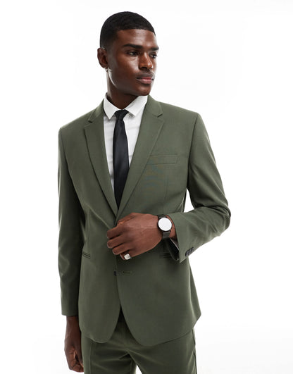 ASOS DESIGN slim suit jacket in forest green