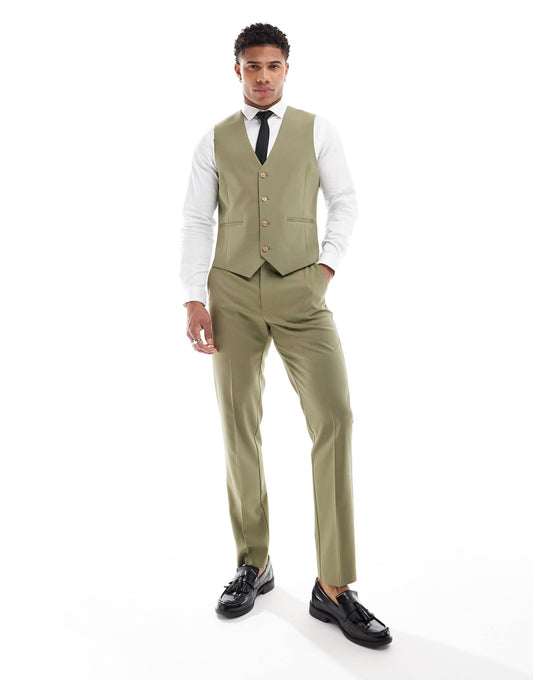 ASOS DESIGN slim suit trouser in sage