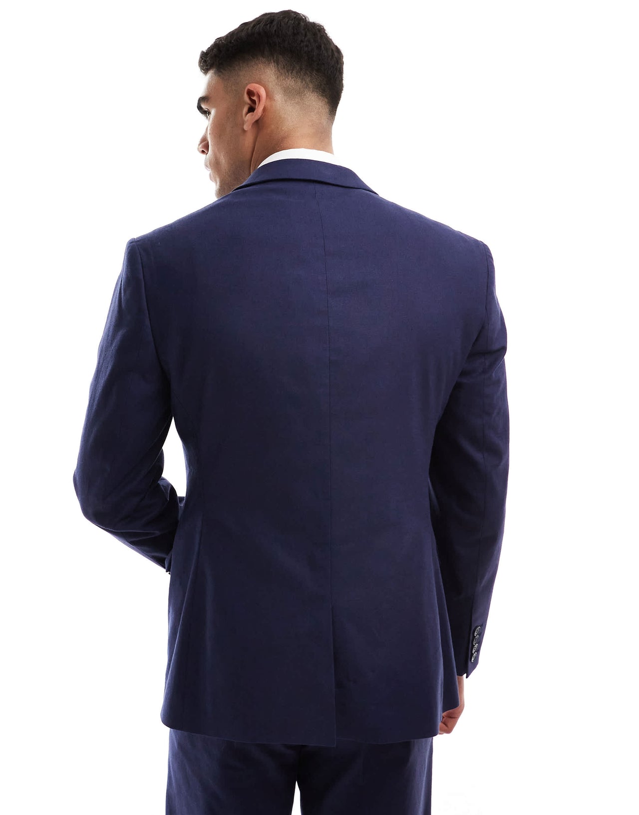 ASOS DESIGN slim with linen suit jacket in navy