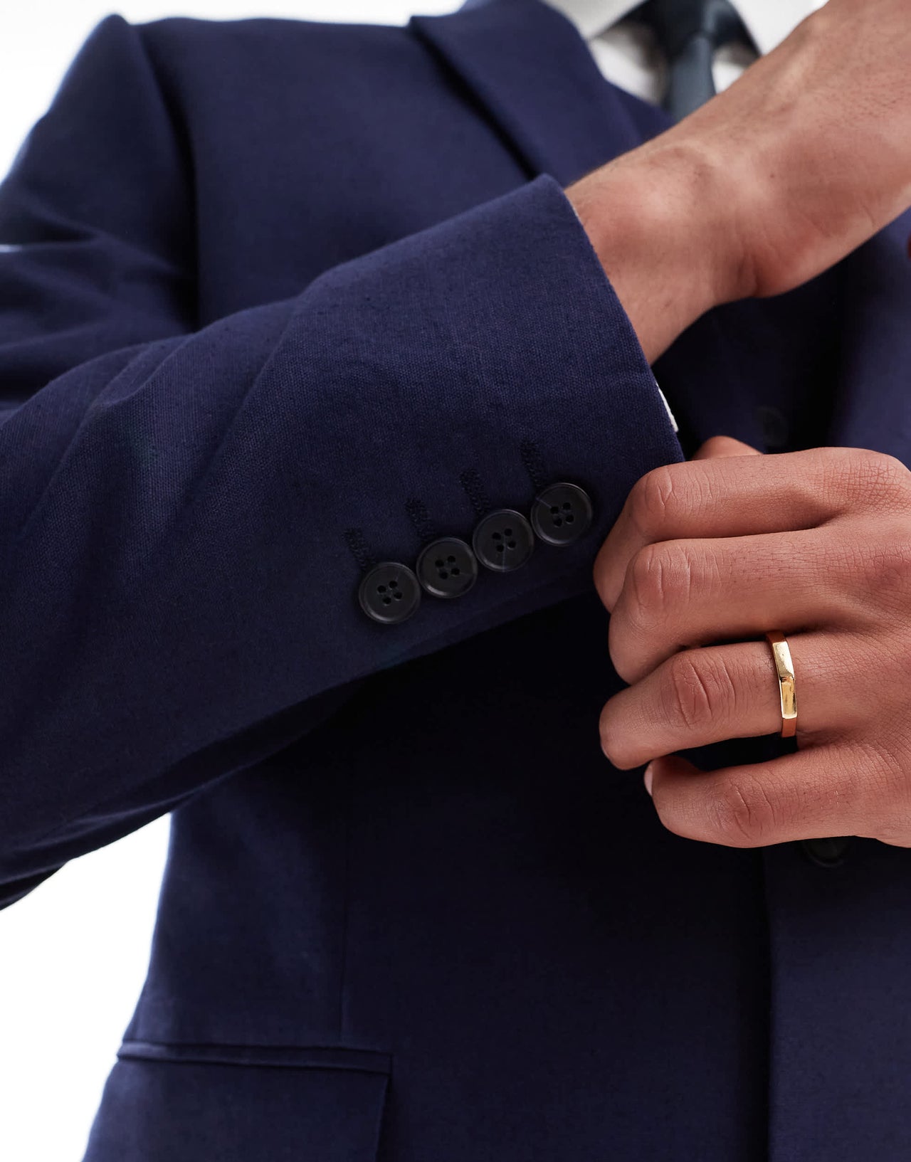 ASOS DESIGN slim with linen suit jacket in navy