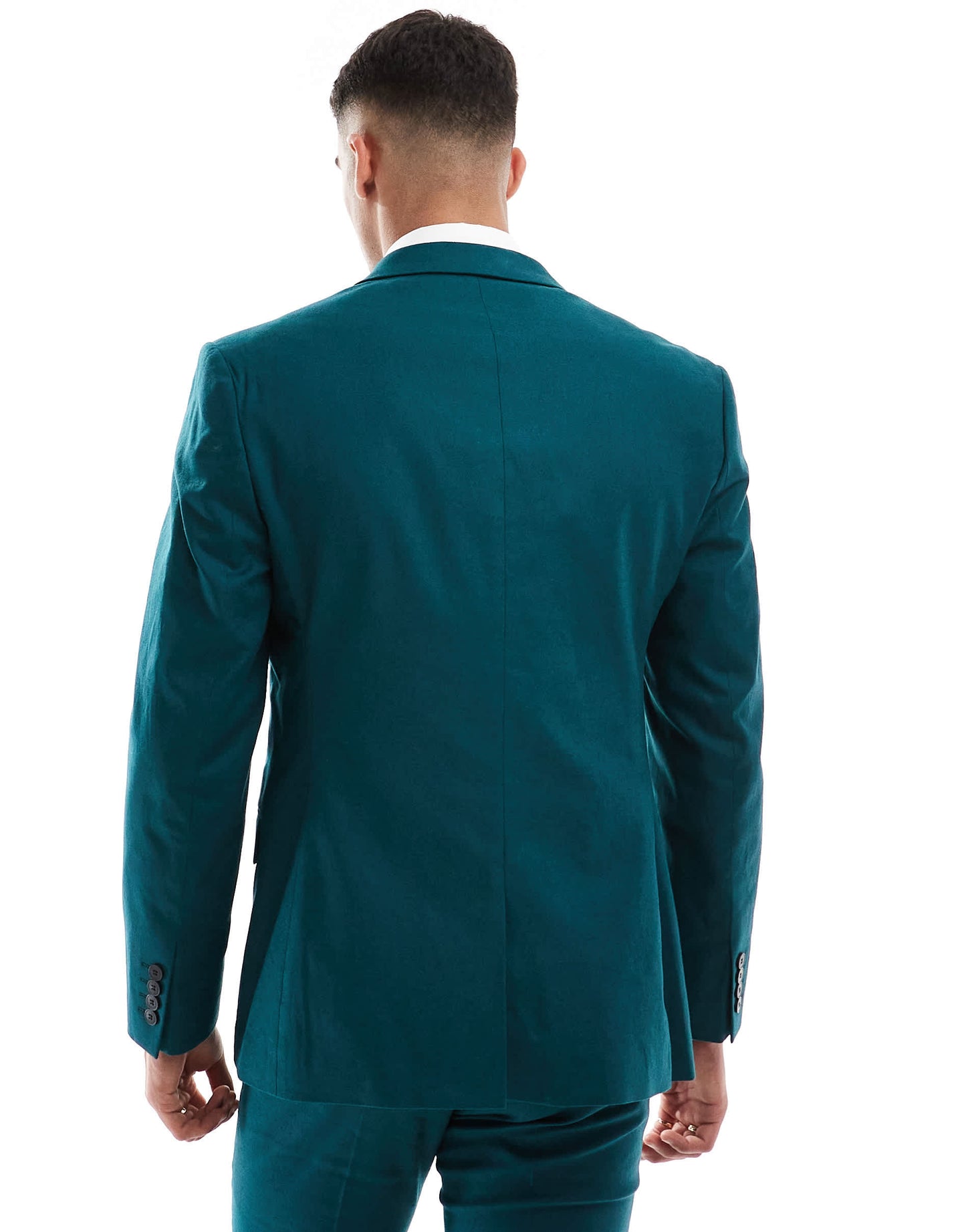 ASOS DESIGN slim with linen suit jacket in teal green