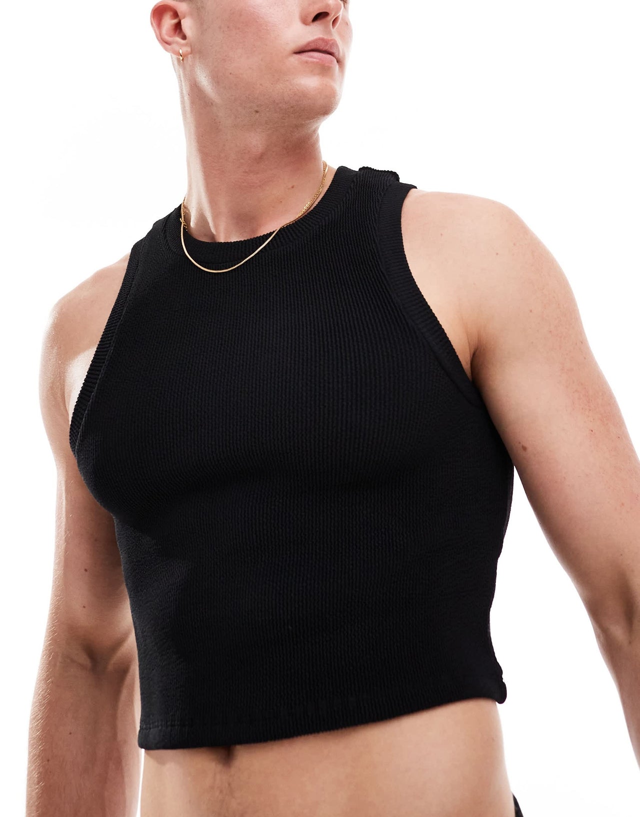 ASOS DESIGN crinkle vest in black