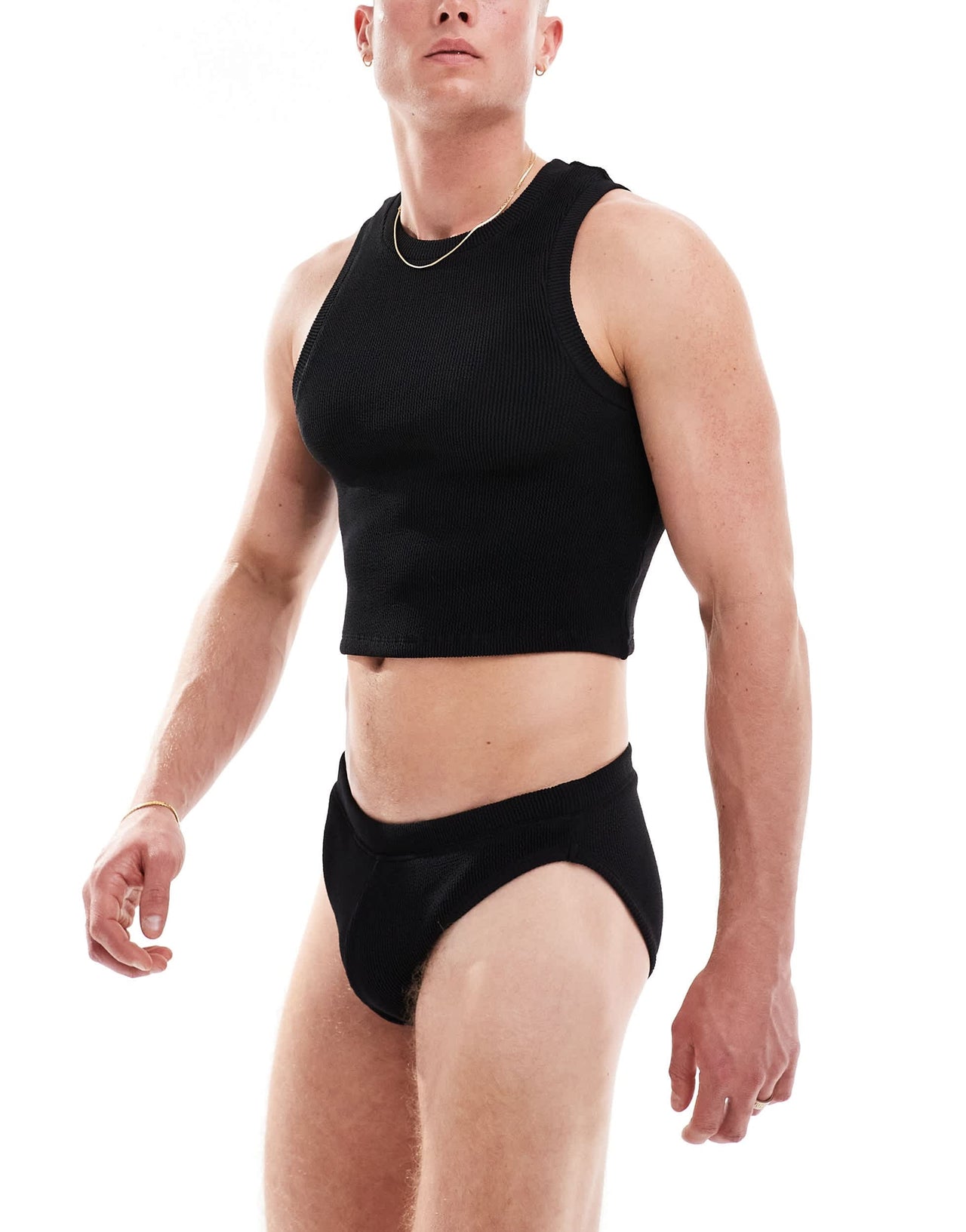 ASOS DESIGN crinkle vest in black