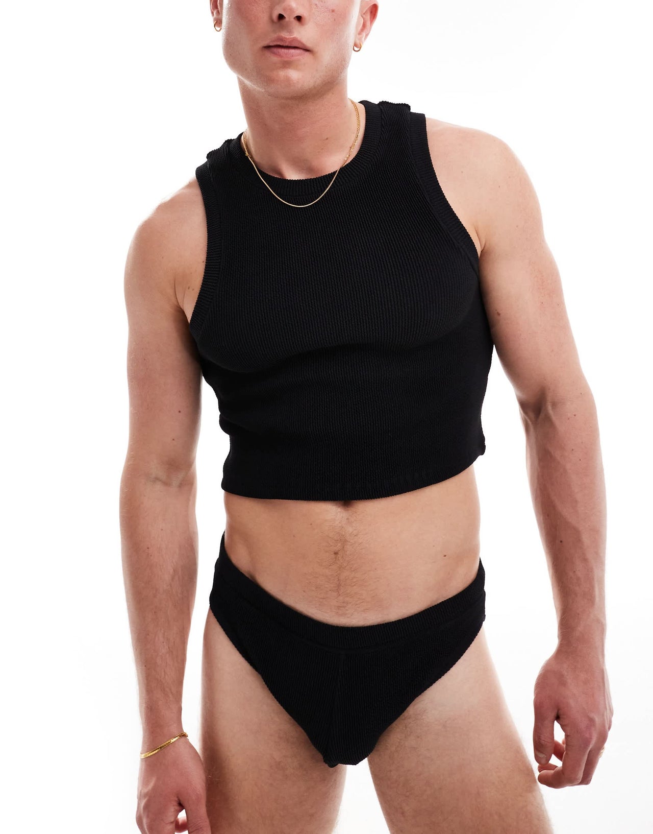 ASOS DESIGN crinkle vest in black