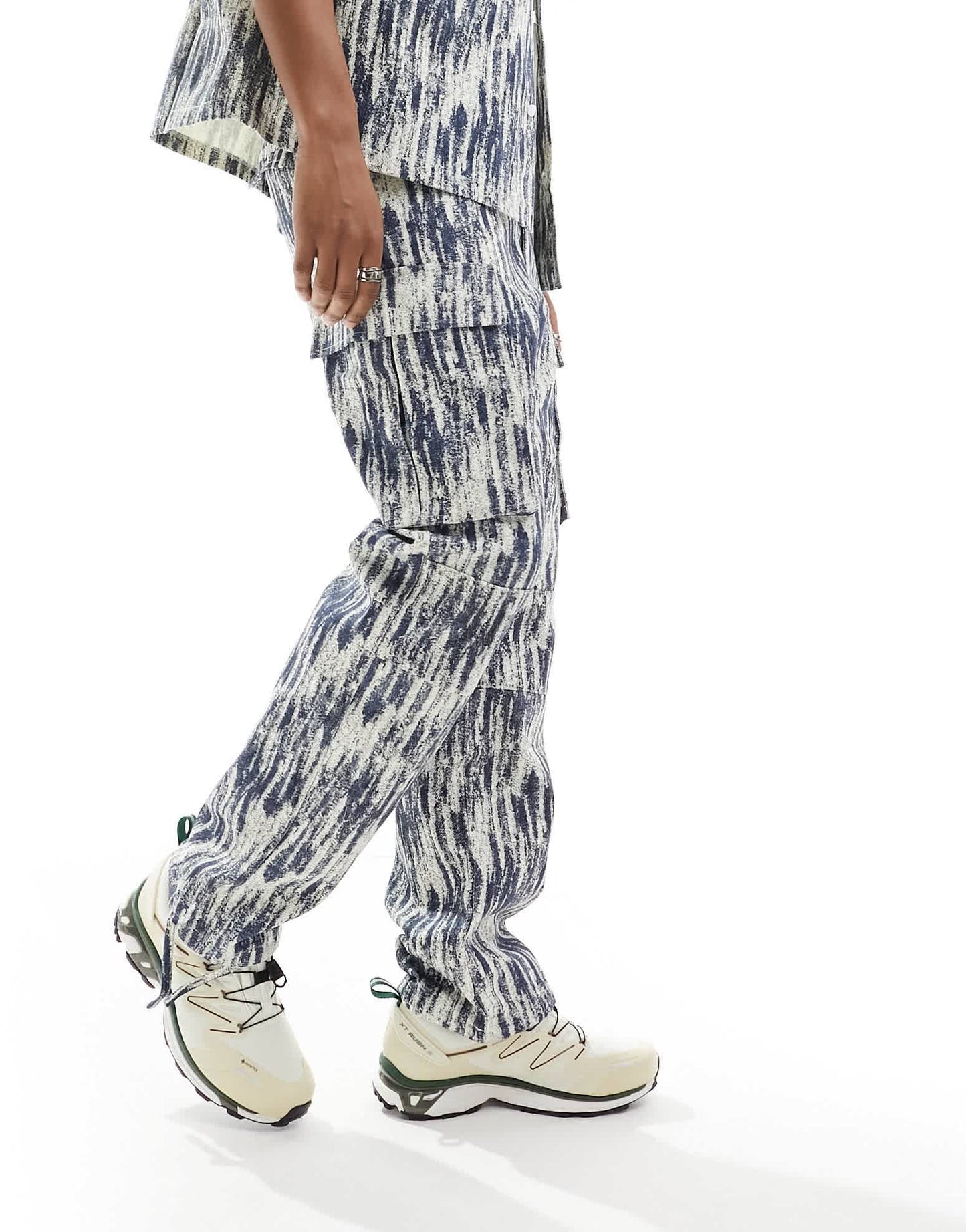 Sixth June co-ord acid wash cargo trousers in navy