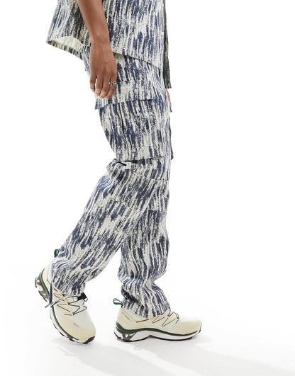 Sixth June co-ord acid wash cargo trousers in navy