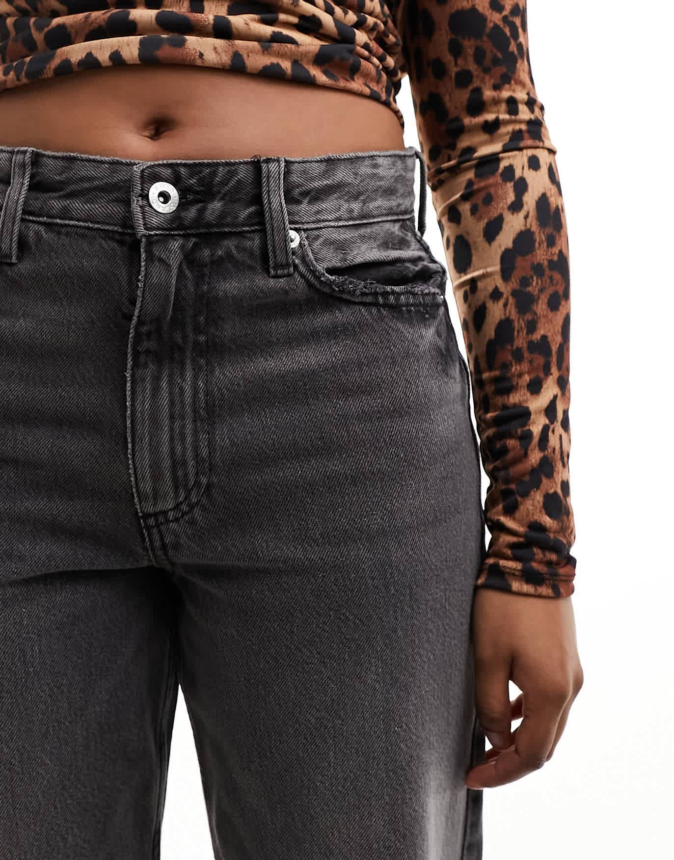 River Island high waist 90s straight leg jeans in black
