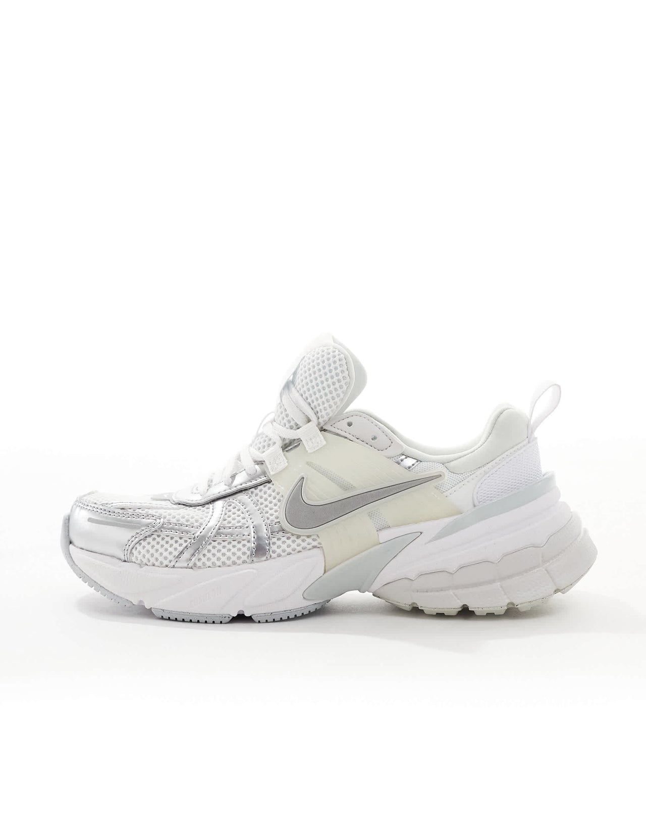 Nike V2K Run trainers in white and silver