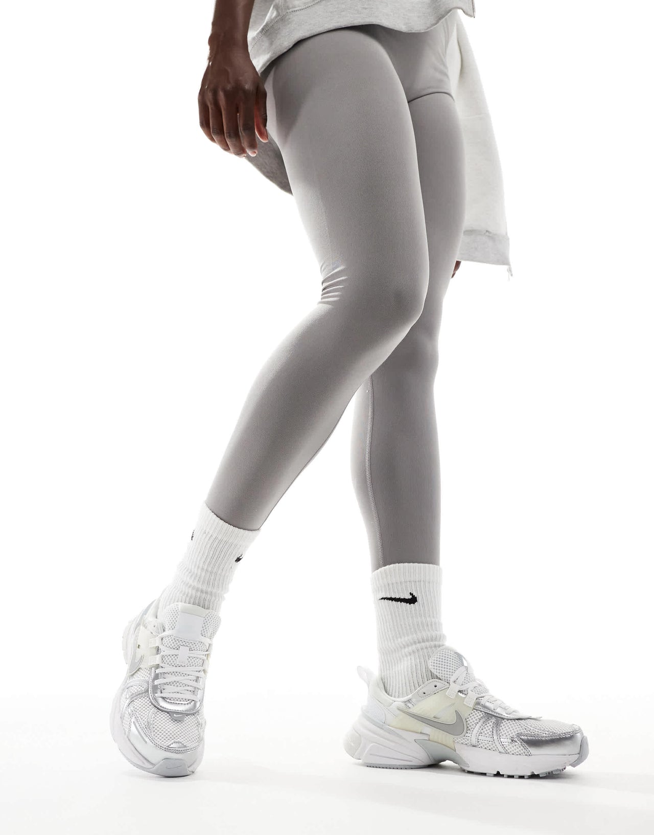 Nike V2K Run trainers in white and silver