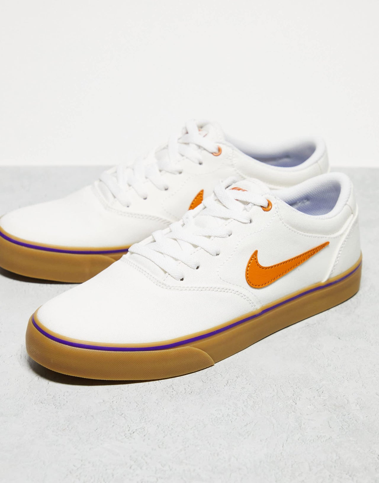 Nike SB Chron 2 canvas trainers in white and orange