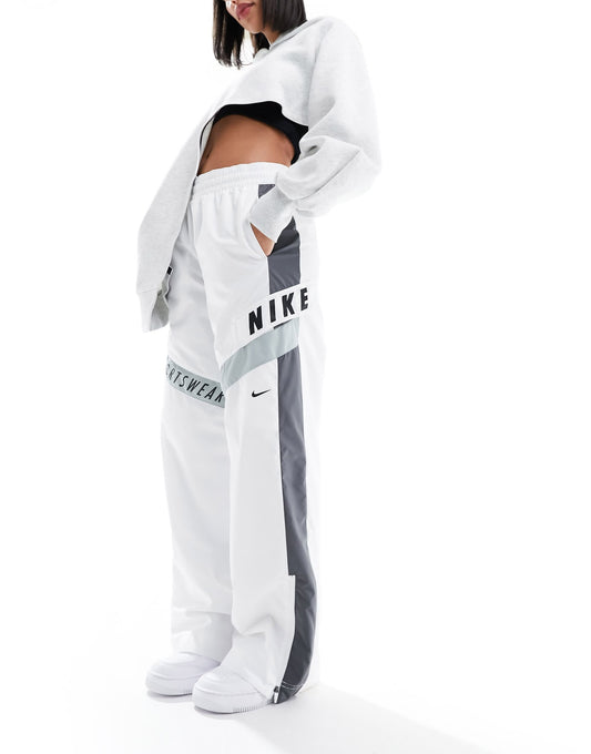 Nike Streetwear woven trackpant in white and grey