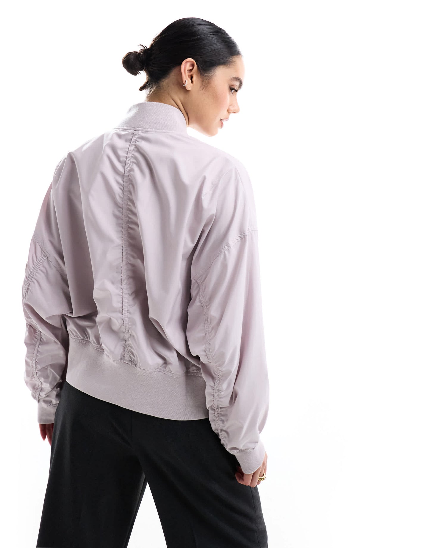 Nike essenitals oversized bomber jacket in light pink