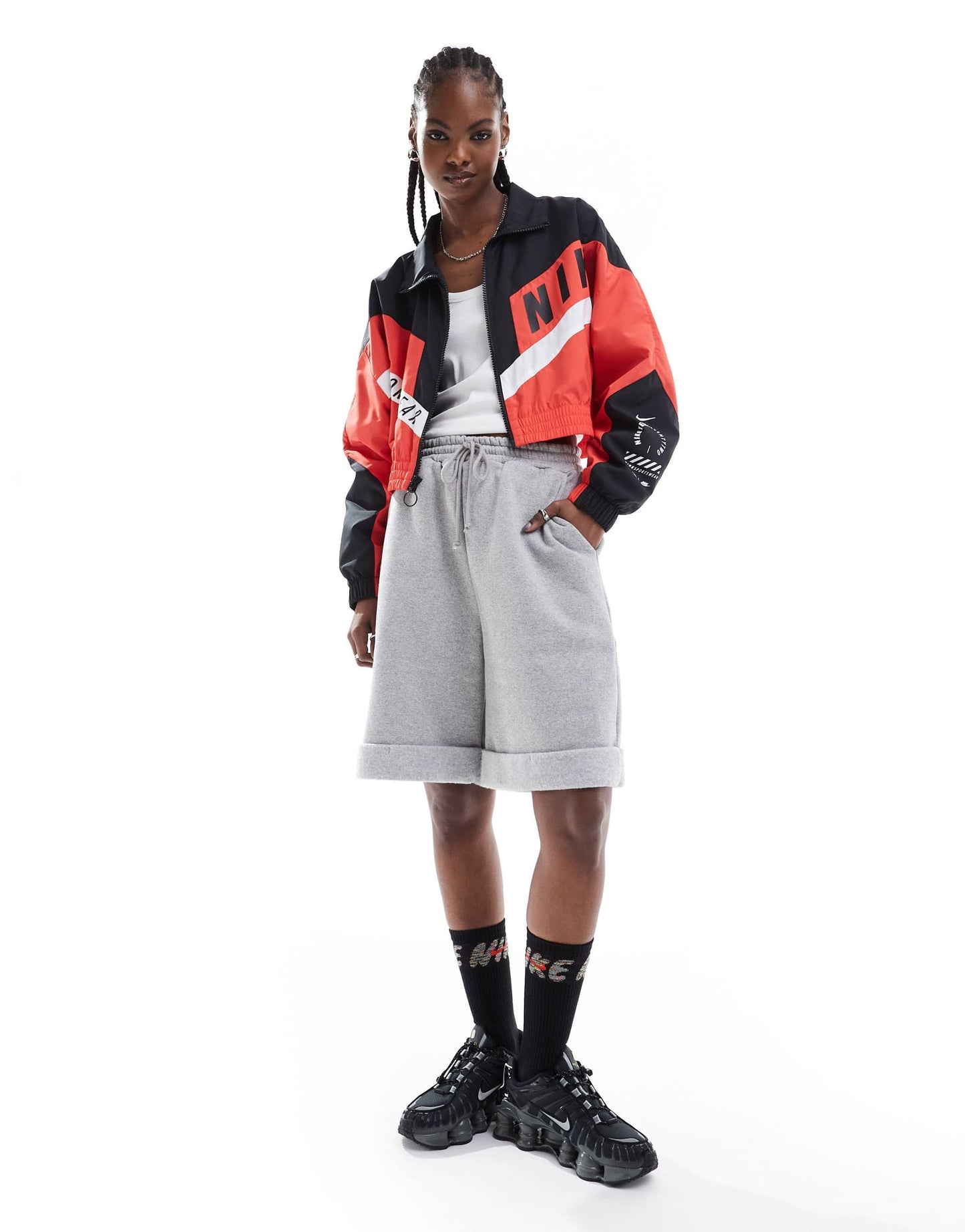 Nike Streetwear woven jacket in red and black