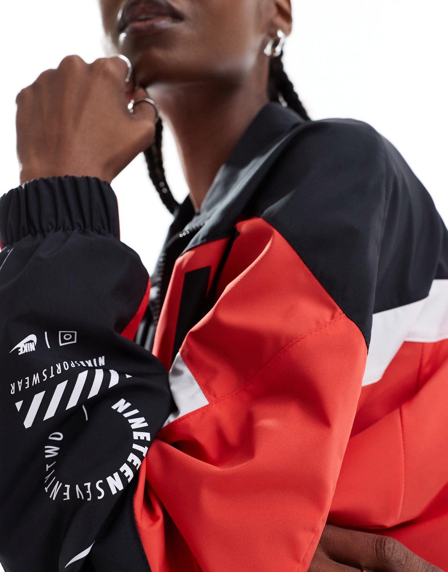 Nike Streetwear woven jacket in red and black