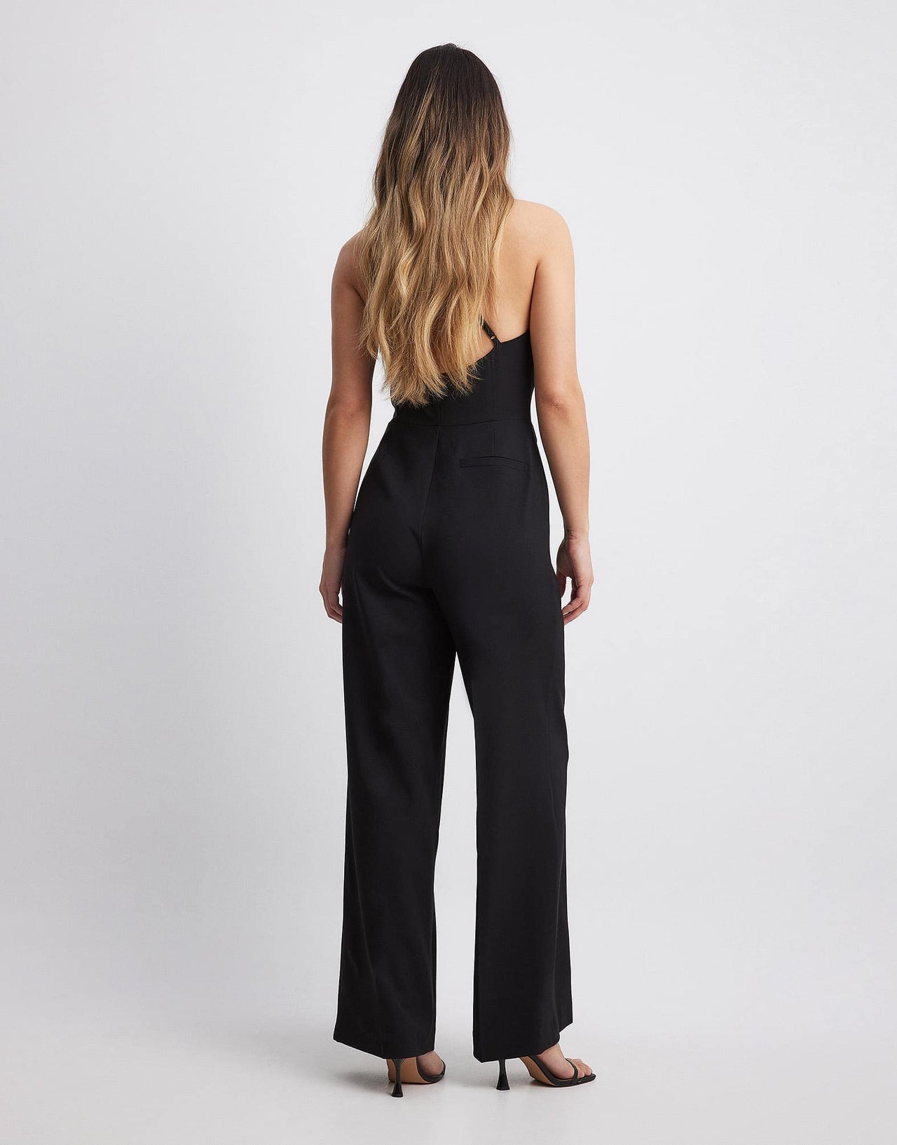 NA-KD straight fit waistcoat jumpsuit in black