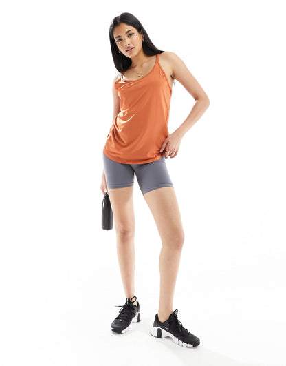 Nike One Training Dri-Fit classic strappy tank top in orange