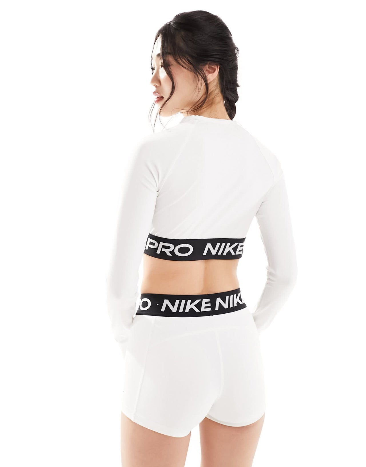 Nike Pro Training Dri-Fit 365 crop long sleeve top in white