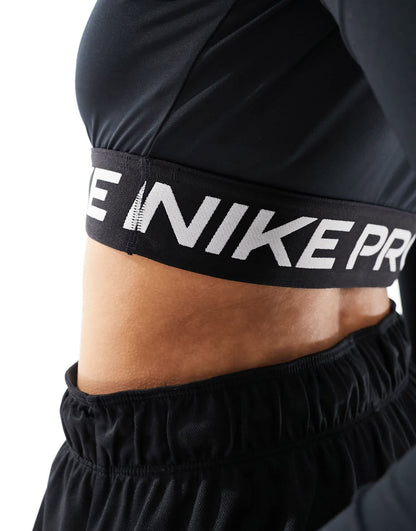 Nike Pro Training Dri-Fit 365 crop long sleeve top in black
