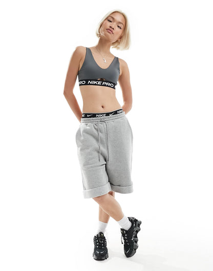 Nike Pro Indy Training plunge bra in iron grey
