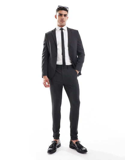 ASOS DESIGN super skinny suit jacket in black pindot