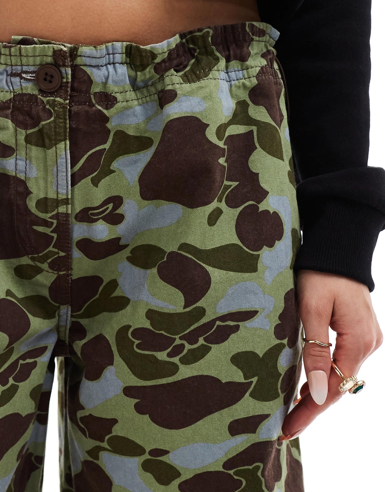COLLUSION low rise camo trousers