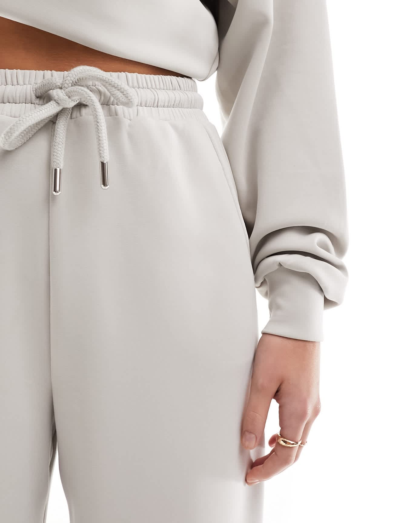 Stradivarius soft touch wide leg jogger co-ord in ice