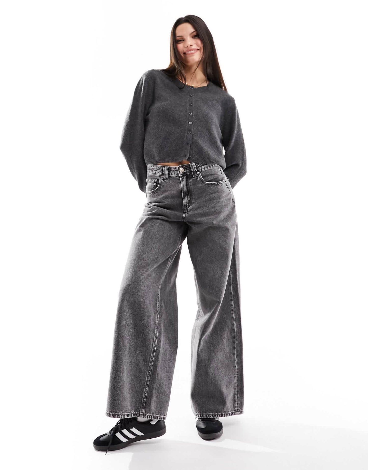Stradivarius soft touch cardigan in dark grey