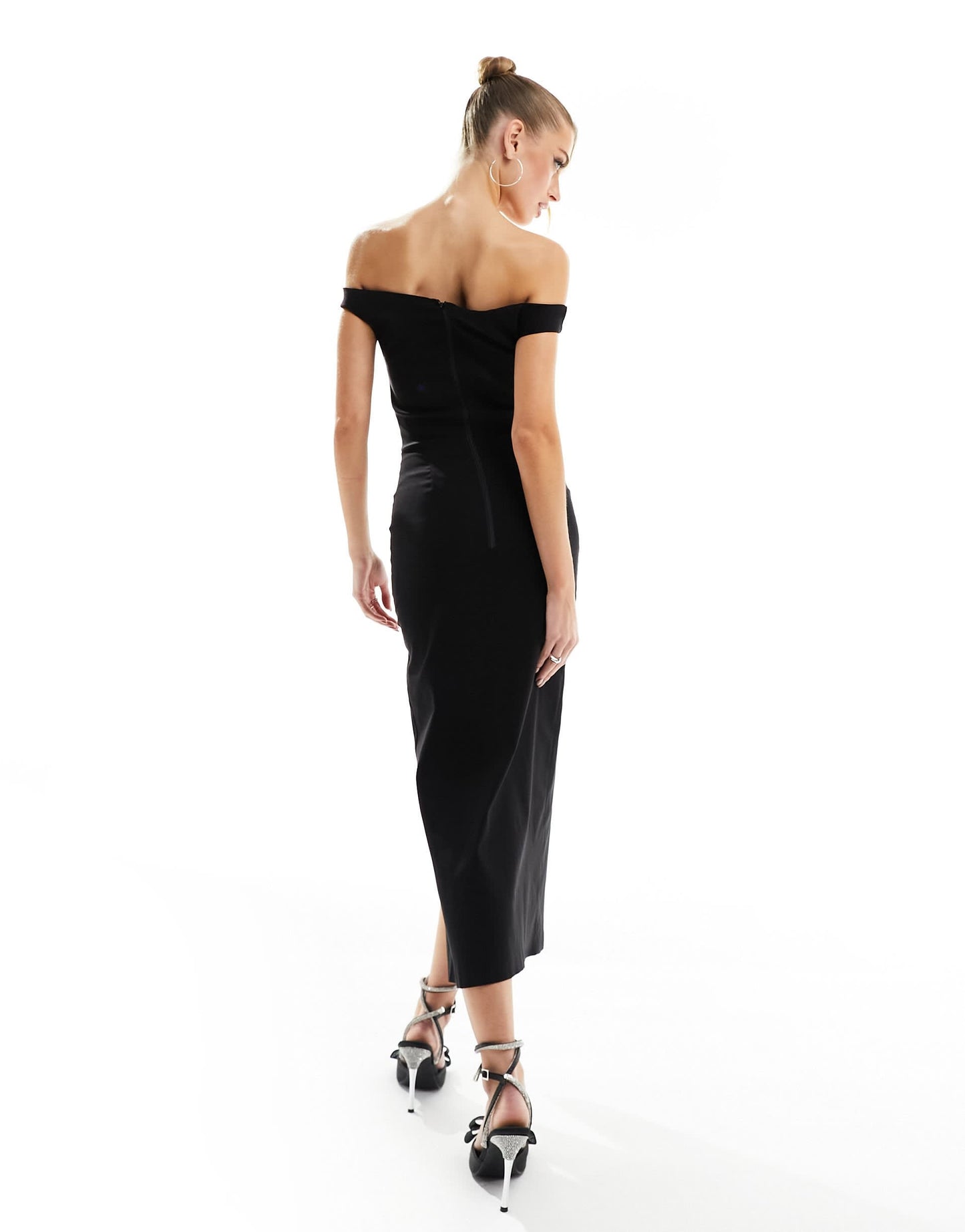 Vesper bengaline zip back detail midi dress in monochrome