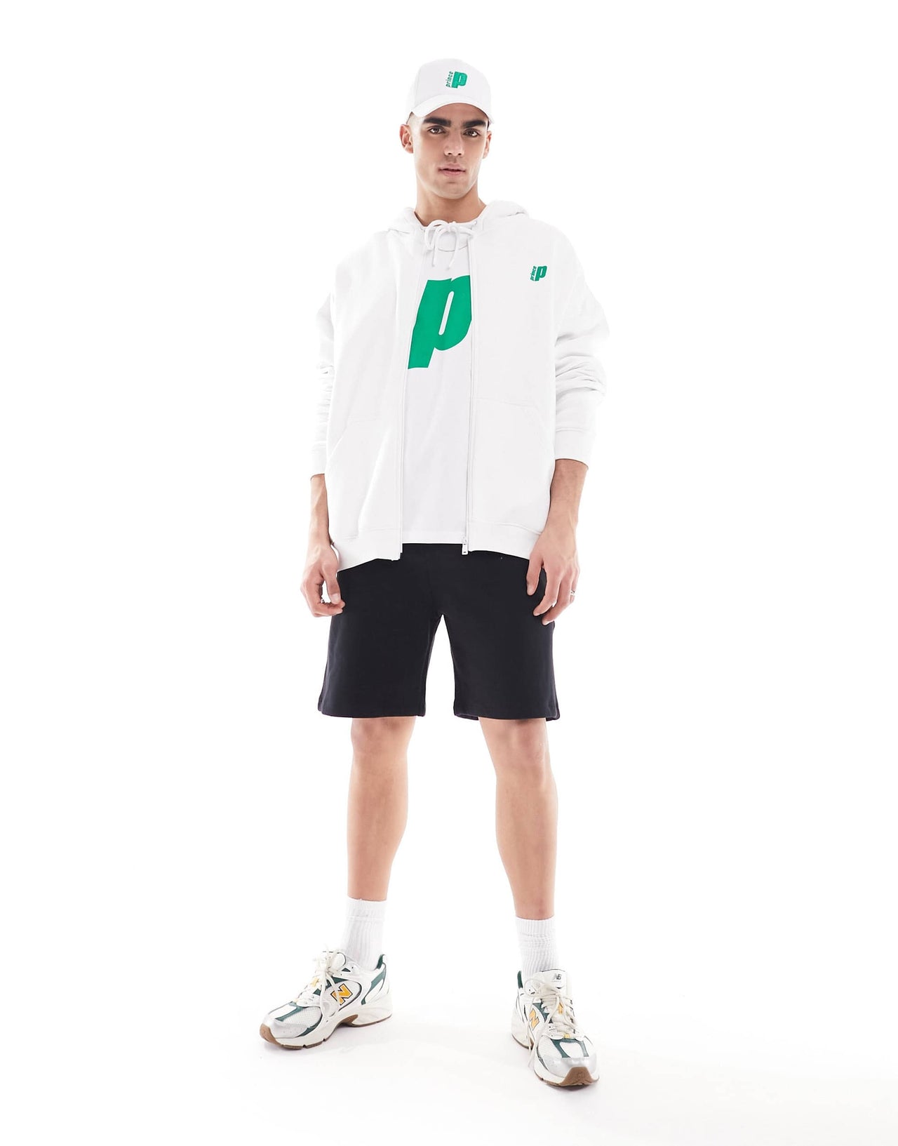 Prince unisex zip through logo hoodie in white