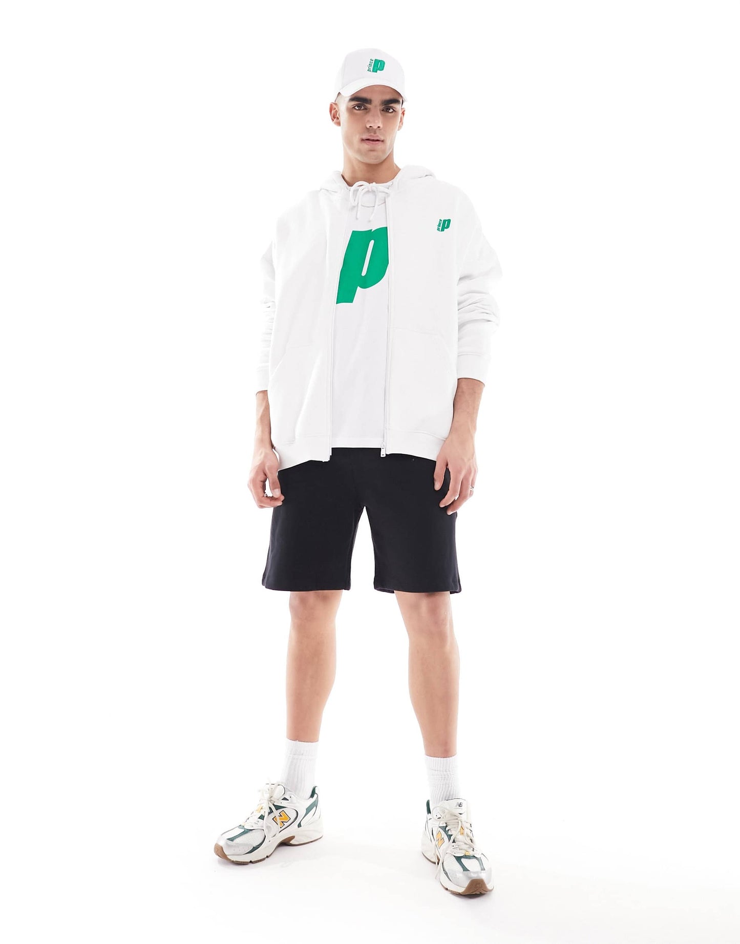Prince unisex zip through logo hoodie in white