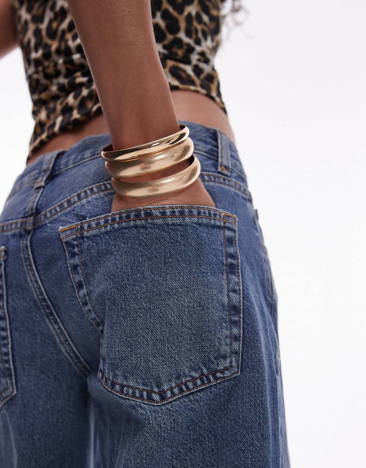 Topshop Ember low rise straight leg jean in mid blue