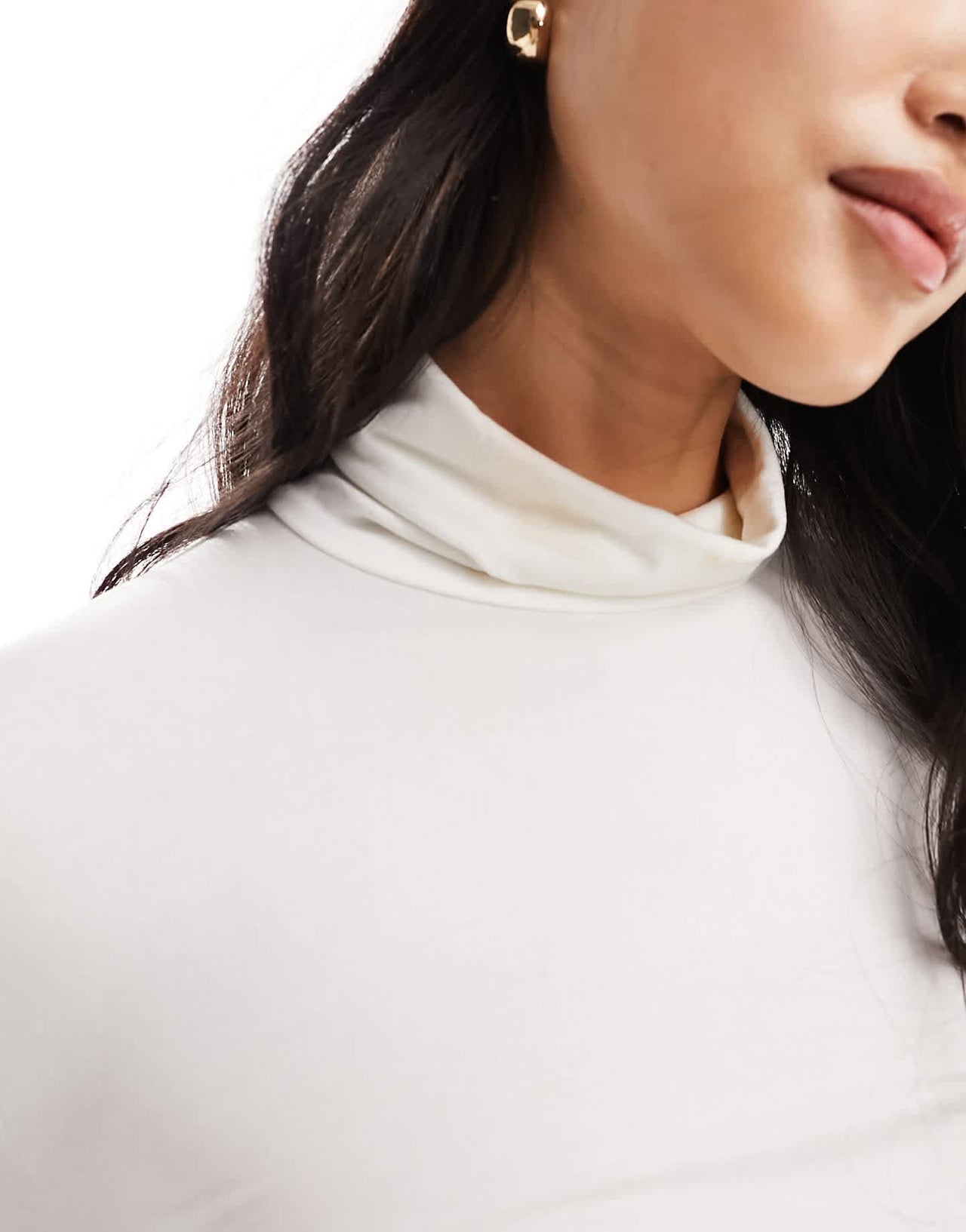 Bershka 2 pack roll neck tops in sand & white