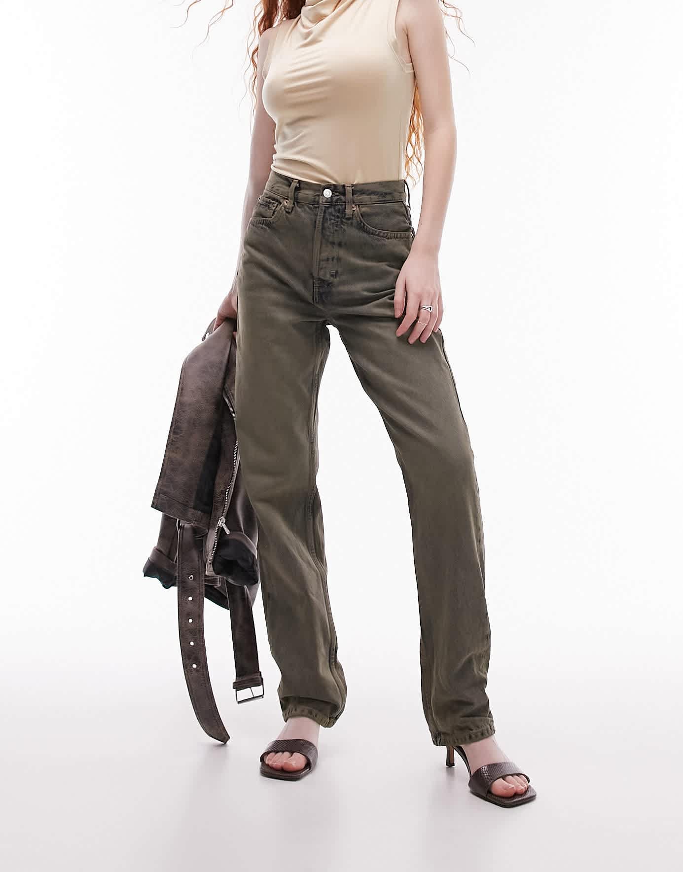 Topshop Dad mid rise jeans in grunge tint