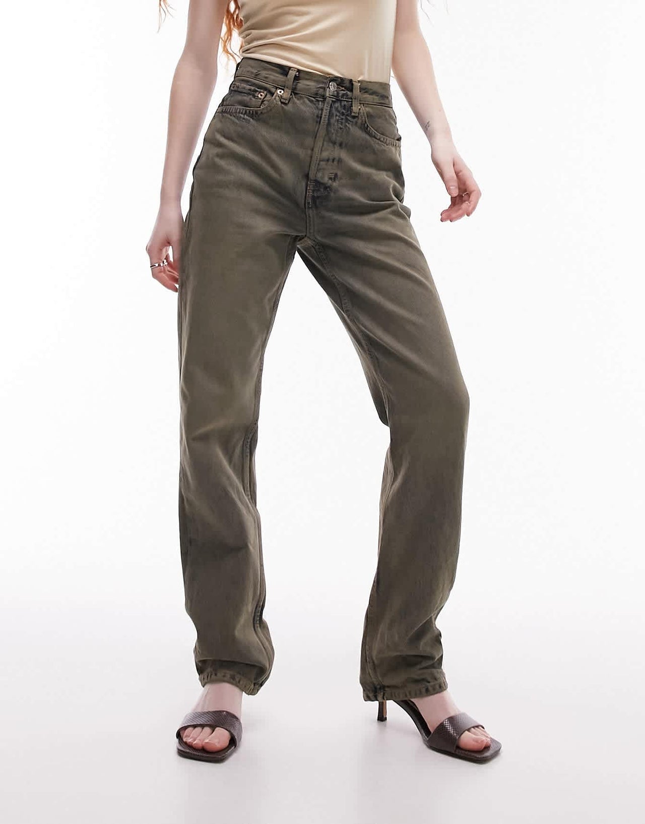 Topshop Dad mid rise jeans in grunge tint