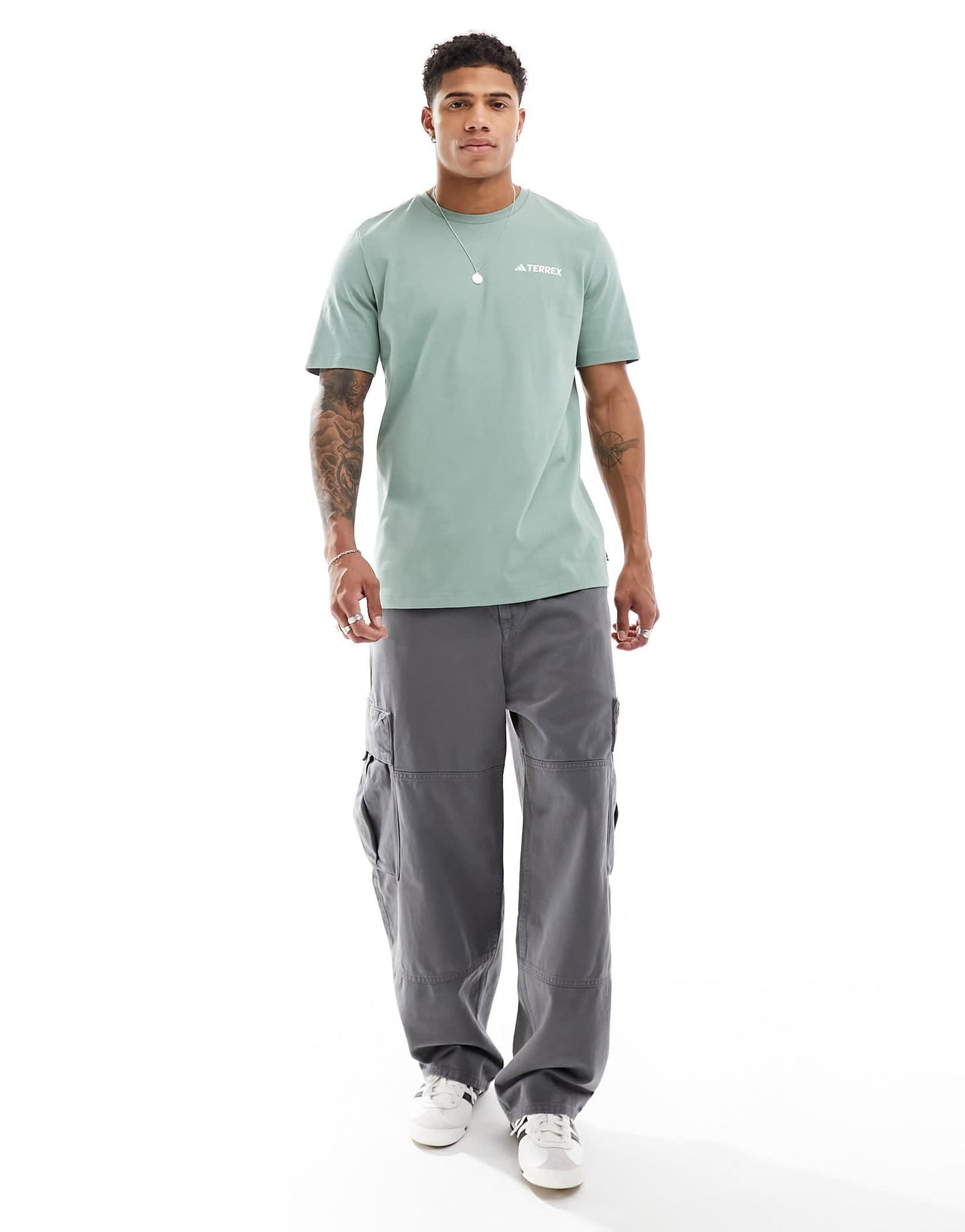 adidas Terrex graphic backprint t-shirt in sage green
