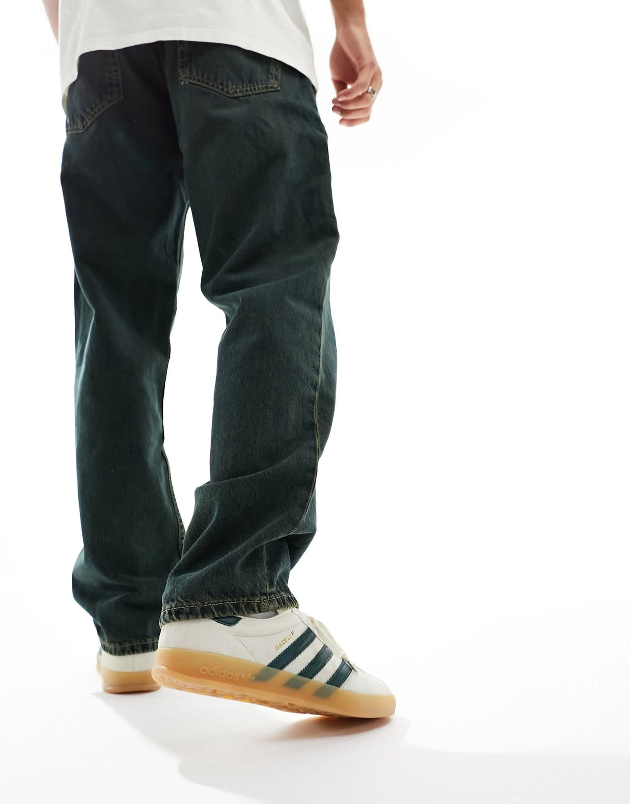 adidas Originals Gazelle Indoor trainers in cream and green