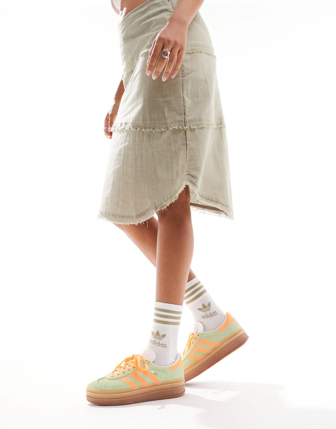 adidas Originals Gazelle Bold platform trainers in mint and orange