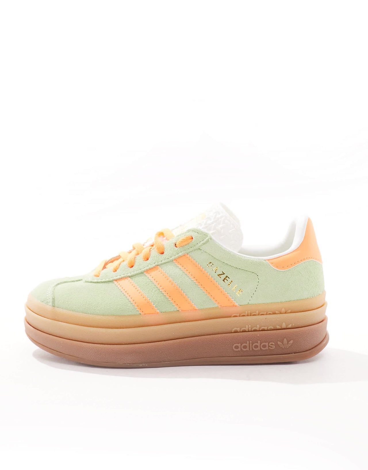 adidas Originals Gazelle Bold platform trainers in mint and orange