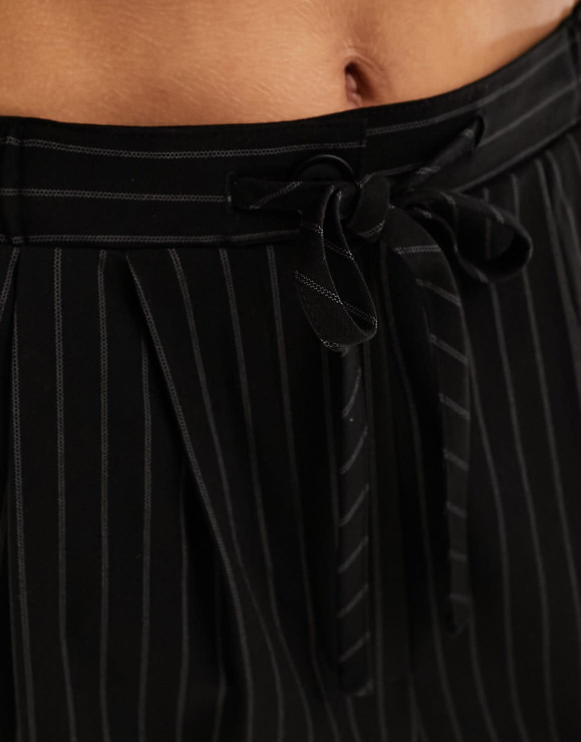 ASOS DESIGN Tall tailored pull on trousers in black pinstripe
