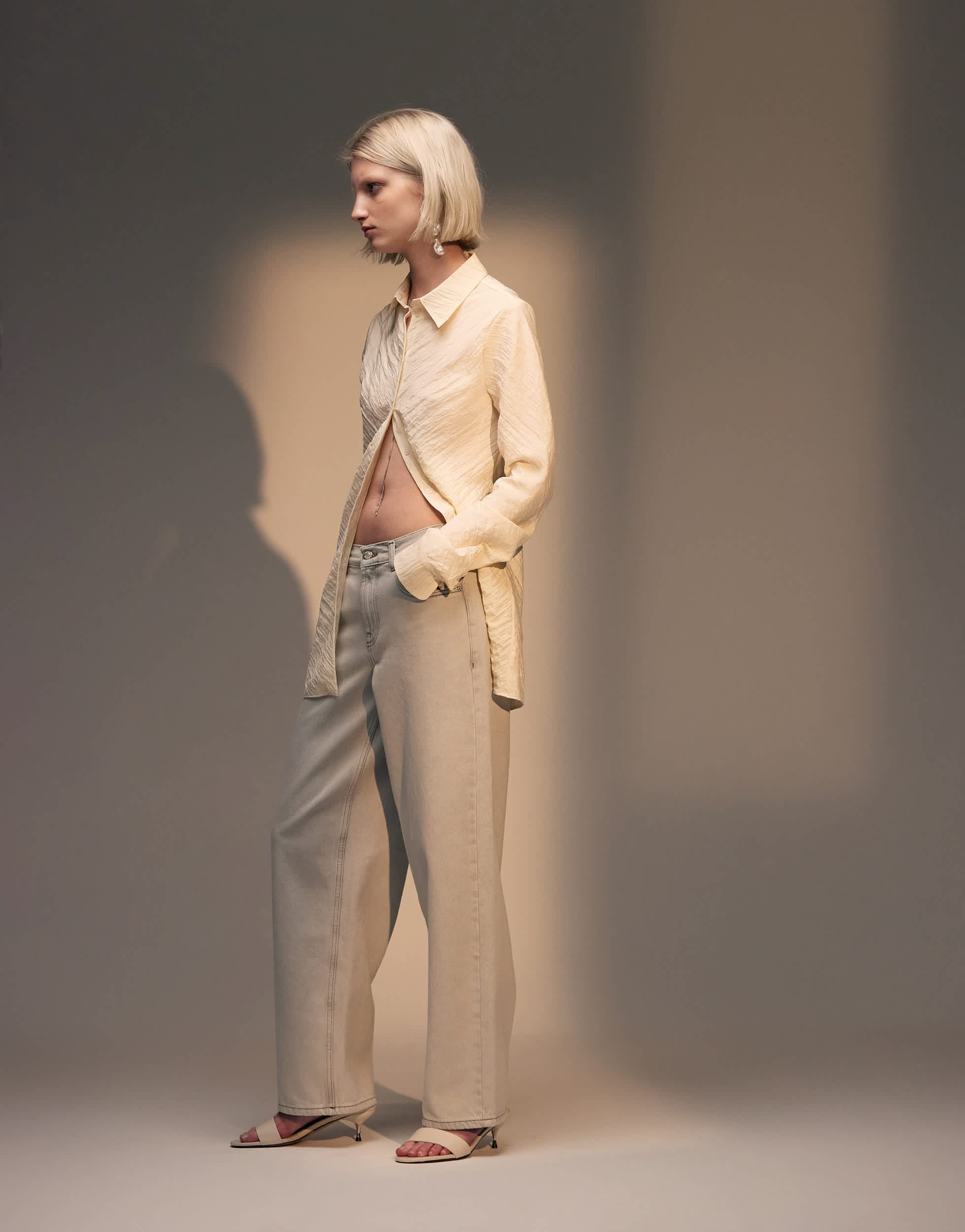 Topshop Cinch low rise relaxed jean in grey