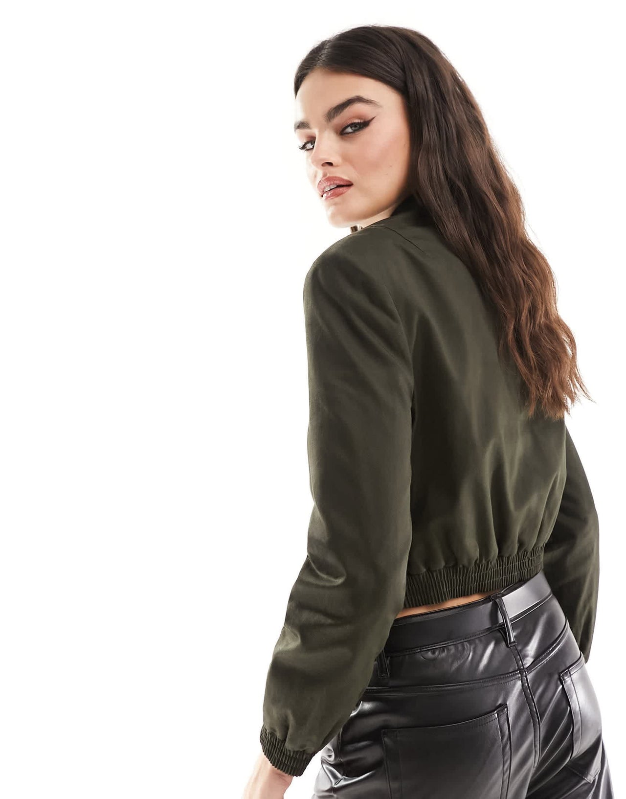 ASOS DESIGN tailored bomber jacket with strong shoulder in khaki
