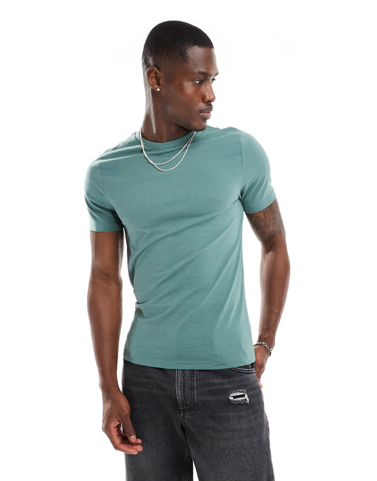 ASOS DESIGN essential muscle fit t-shirt in khaki