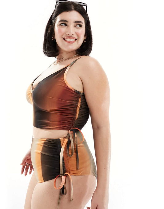 We Are We Wear Plus Sibelle bikini bottom in ombre grain print