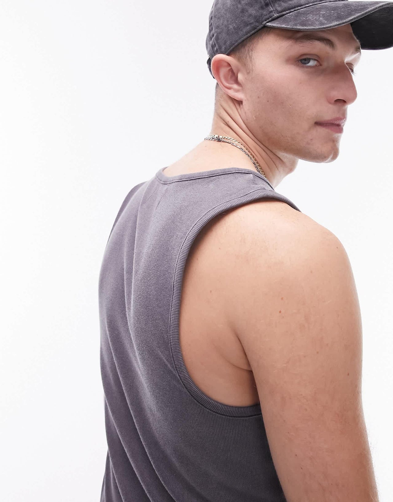 Topman rib vest in washed black