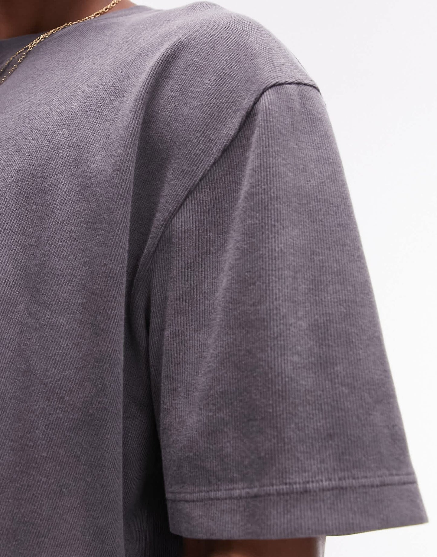 Topman oversized ribbed t-shirt in washed black