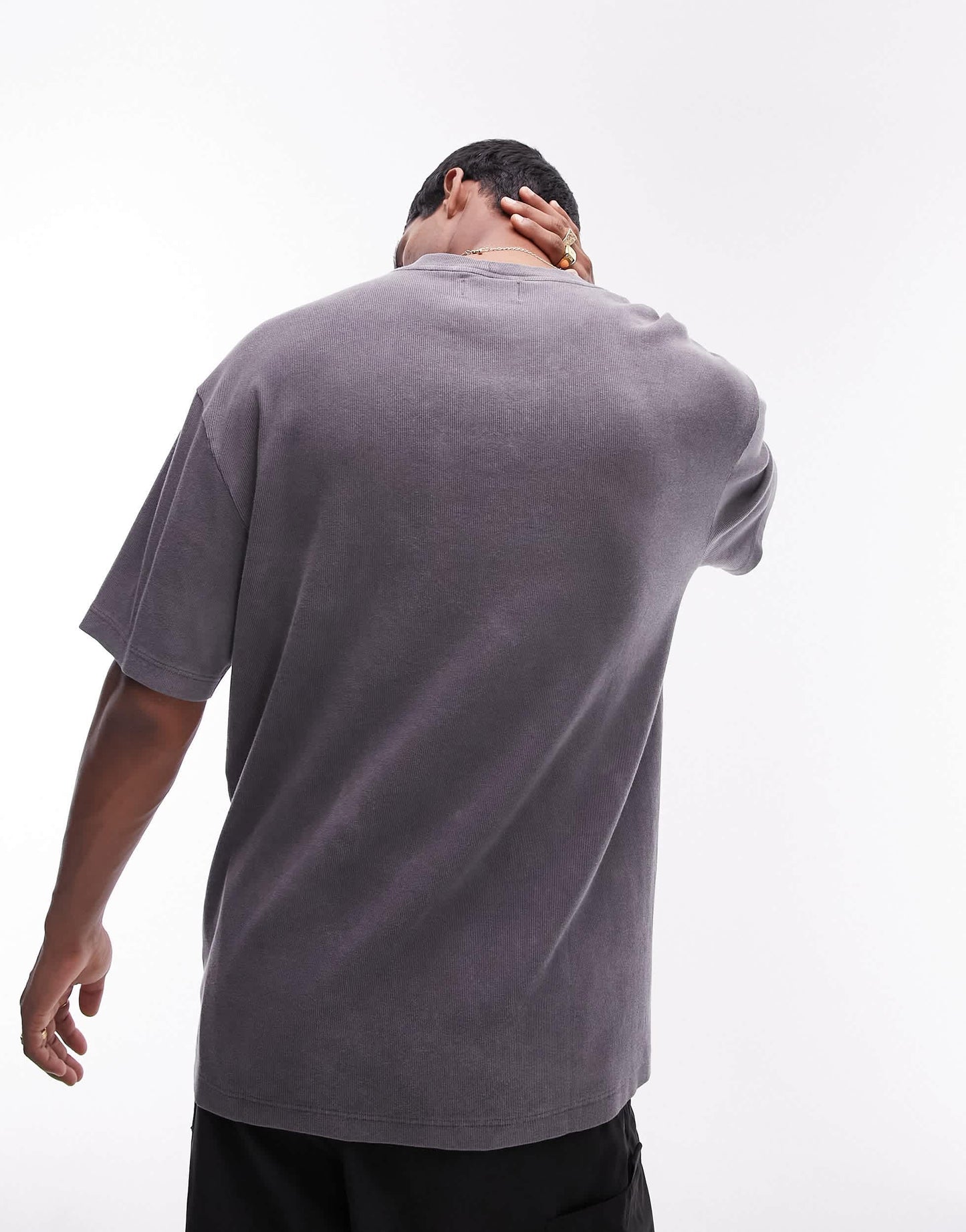 Topman oversized ribbed t-shirt in washed black