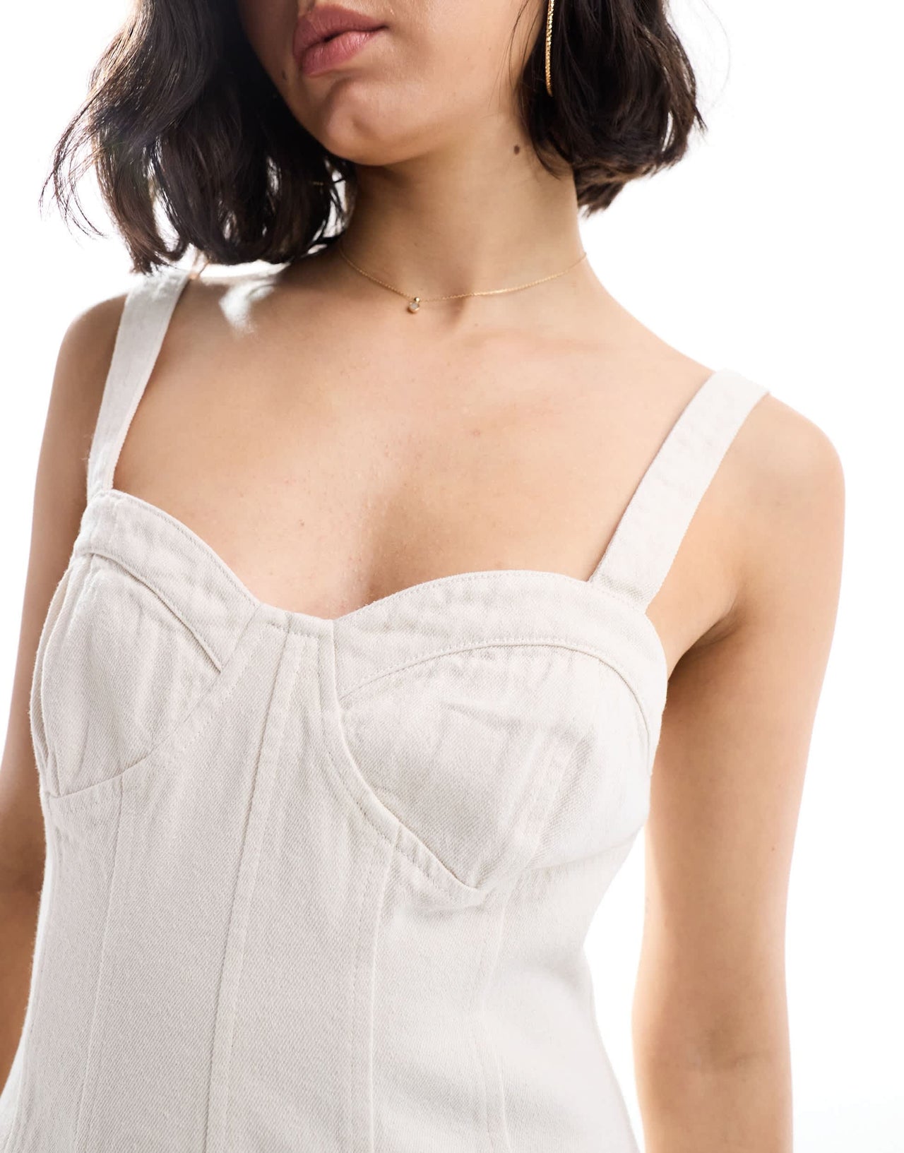 Miss Selfridge corset denim mini dress in ecru